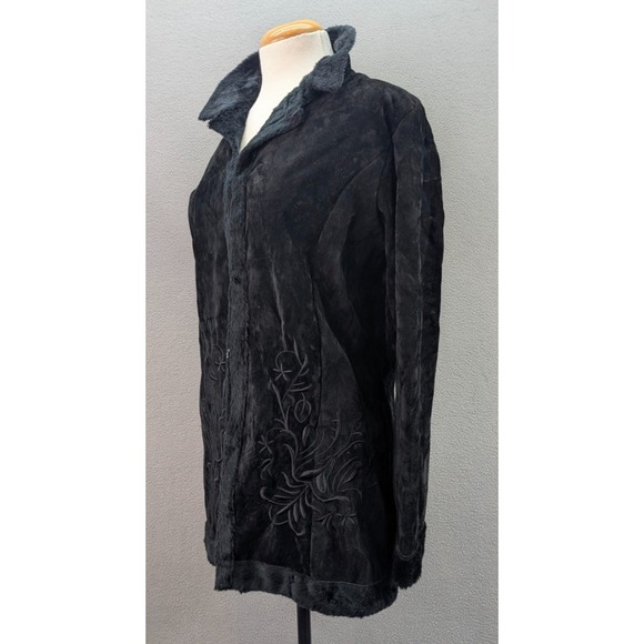 Effeci Jacket Women's Large Black Faux Fur Suede Gothic Y2K 90s Outdoor NWT - Picture 6 of 15